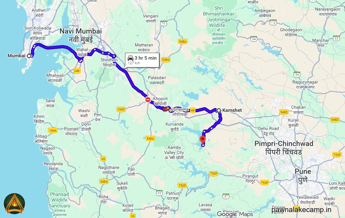 How to reach Pawna Lake Camping