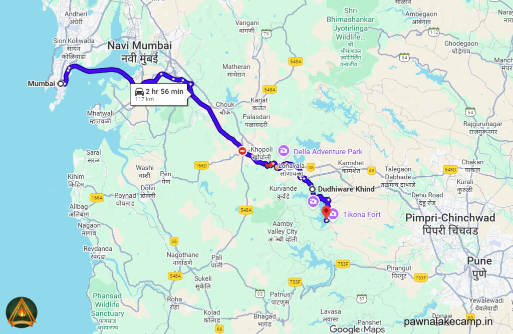 How to reach Pawna Lake Camping